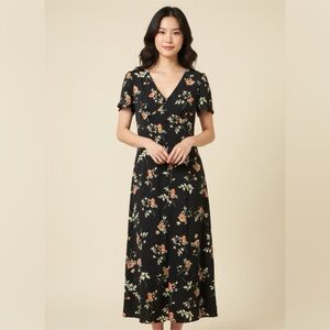 RIHOAS Large EUC Floral Black Dress